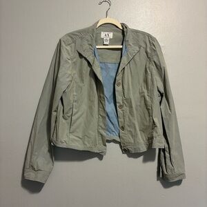 Armani Exchange Y2K Women's Gray Jacket Cropped Cotton Blend Size Large
